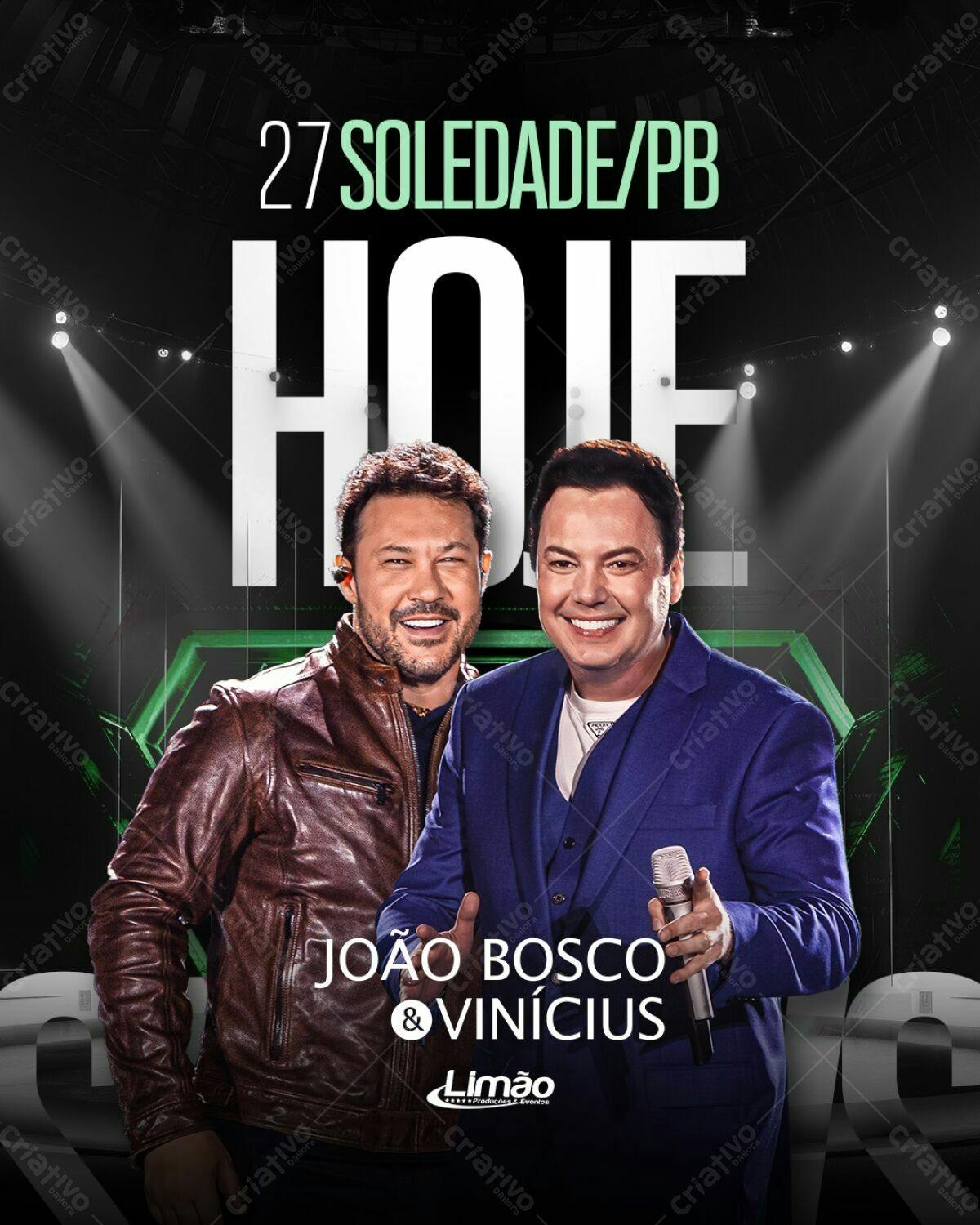 Flyer Show João Bosco & Vinícius em Soledade/PB PSD Editável
