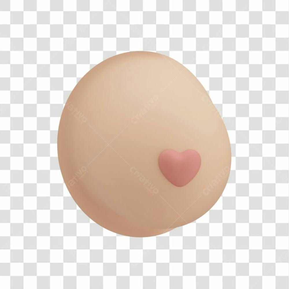 Asset 3D Laço Com Seio Para Campanha Outubro Rosa Contra Câncer De Mama Com Fundo Transparente