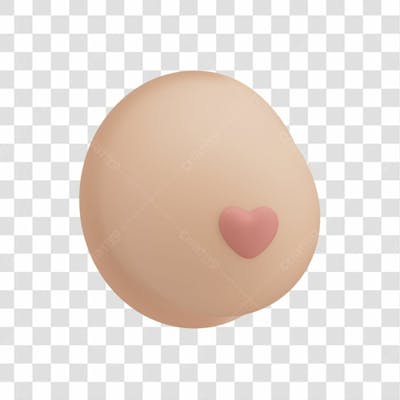Asset 3D Laço Com Seio Para Campanha Outubro Rosa Contra Câncer De Mama Com Fundo Transparente