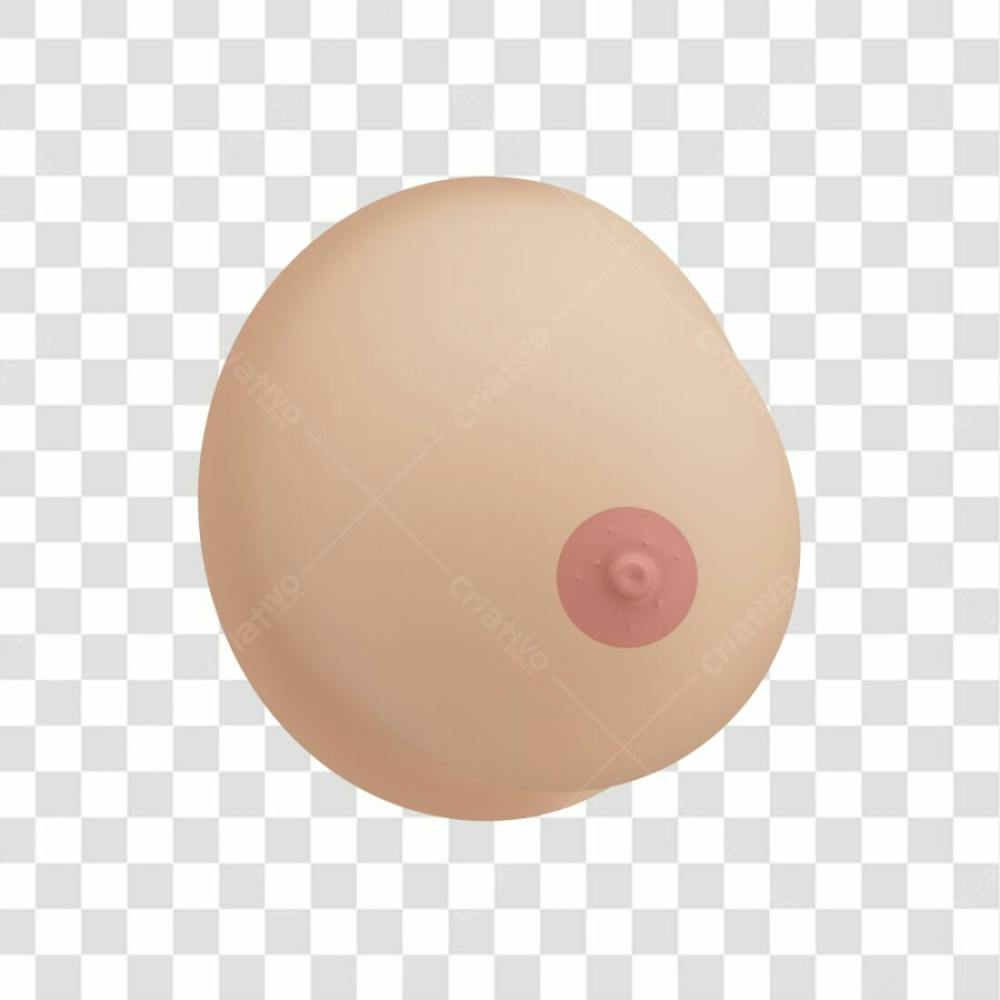Asset 3D Laço Com Seio Para Campanha Outubro Rosa Contra Câncer De Mama Com Fundo Transparente
