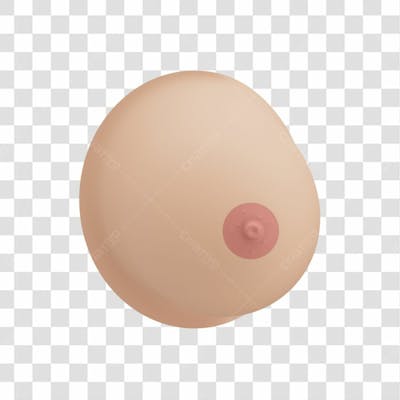 Asset 3D Laço Com Seio Para Campanha Outubro Rosa Contra Câncer De Mama Com Fundo Transparente
