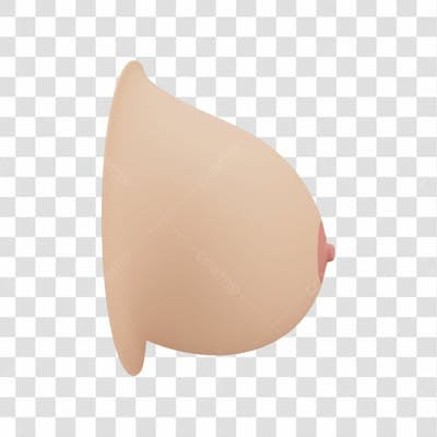 Asset 3D Laço Com Seio Para Campanha Outubro Rosa Contra Câncer De Mama Com Fundo Transparente