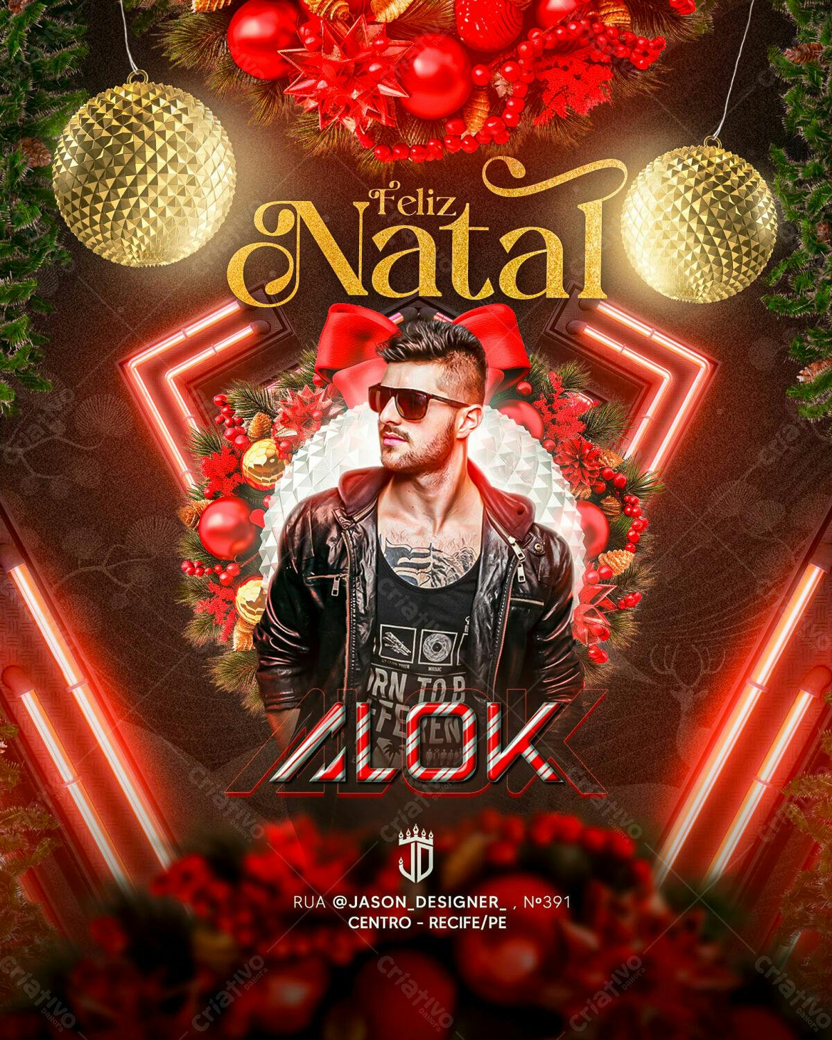 Flyer de Natal com Alok PSD Editável