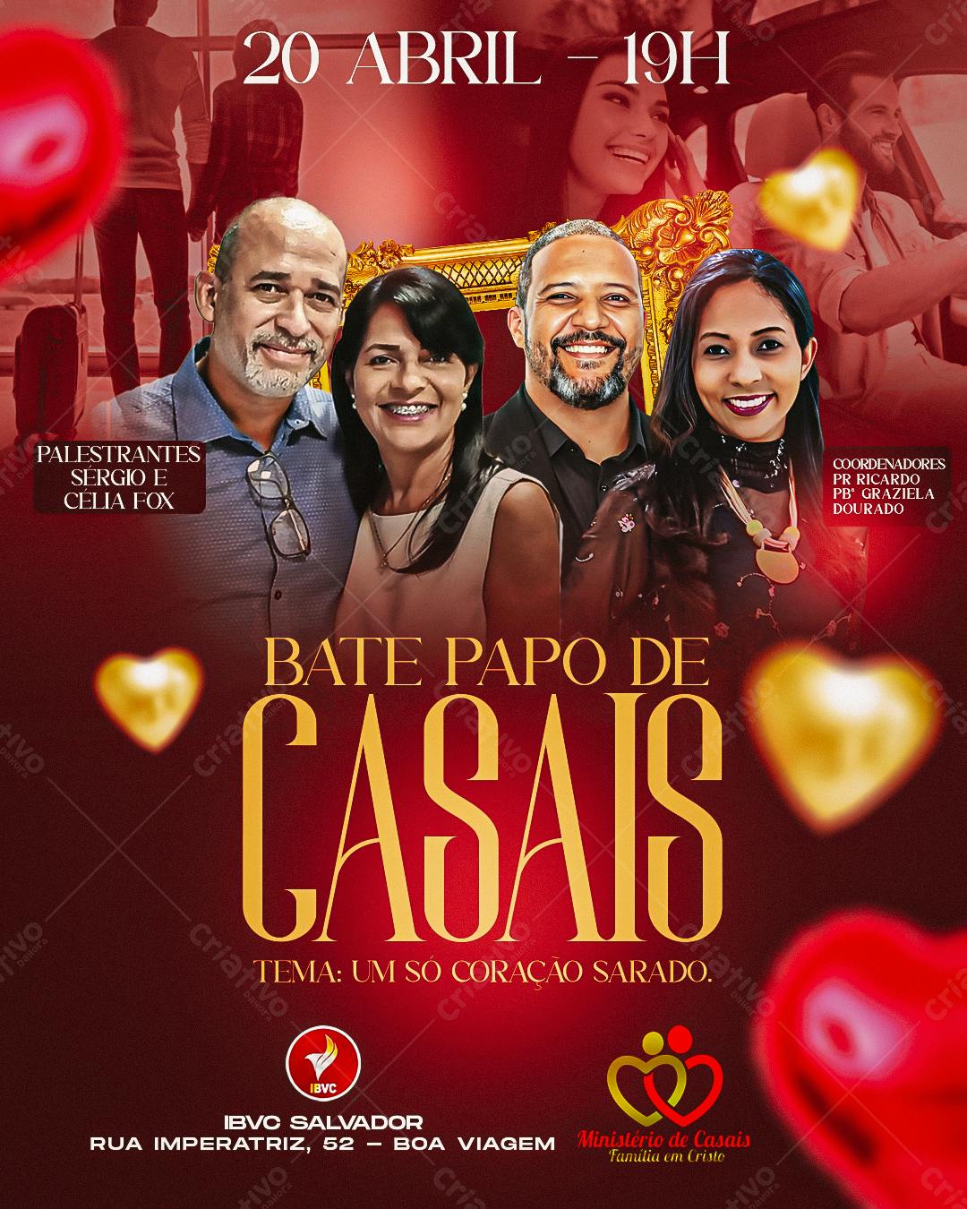 Flyer Bate Papo de Casais PSD Editável
