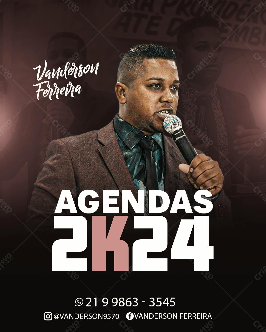 Flyer Agenda 2024 Pastor PSD Editável