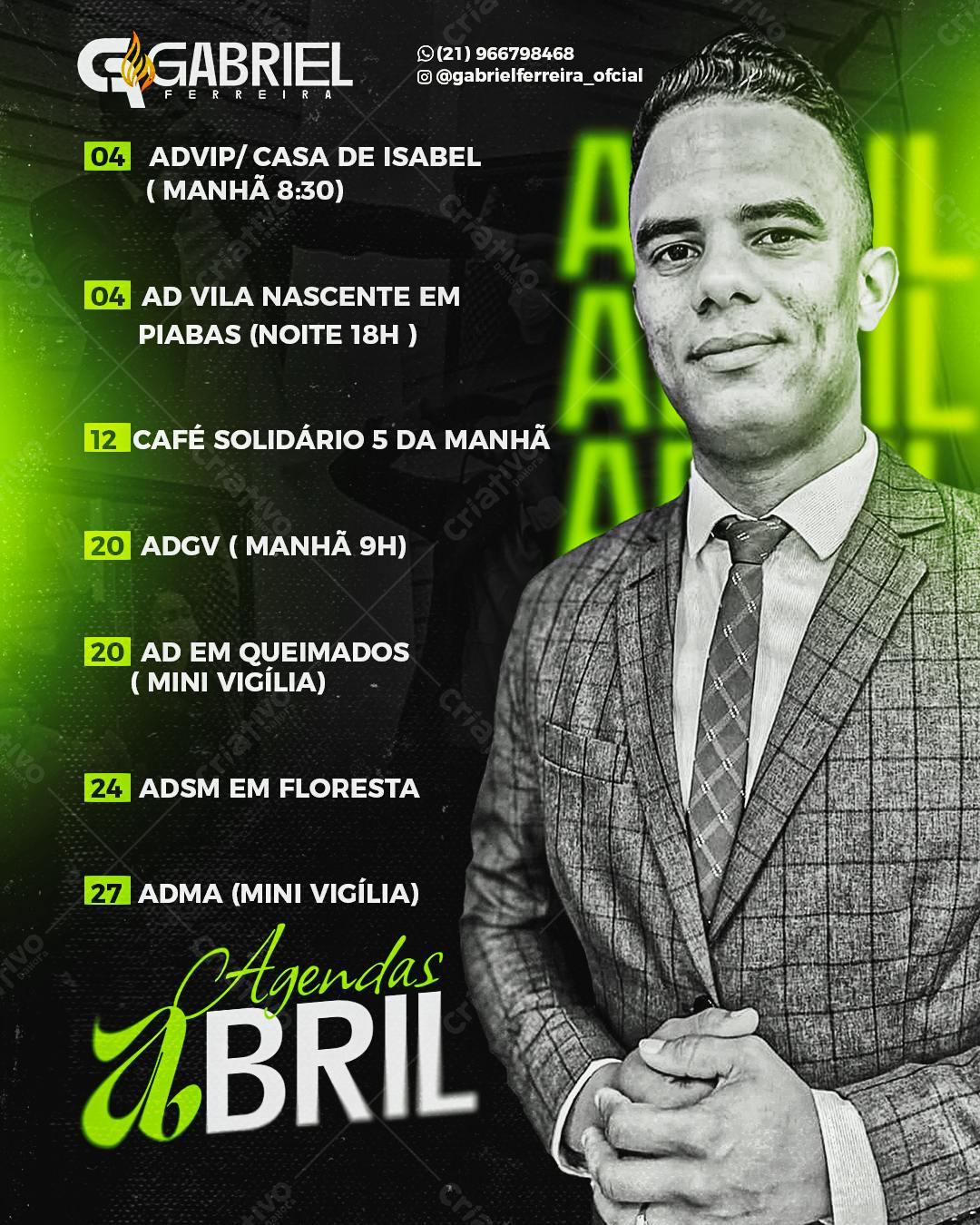 Flyer Agenda Abril PSD Editável