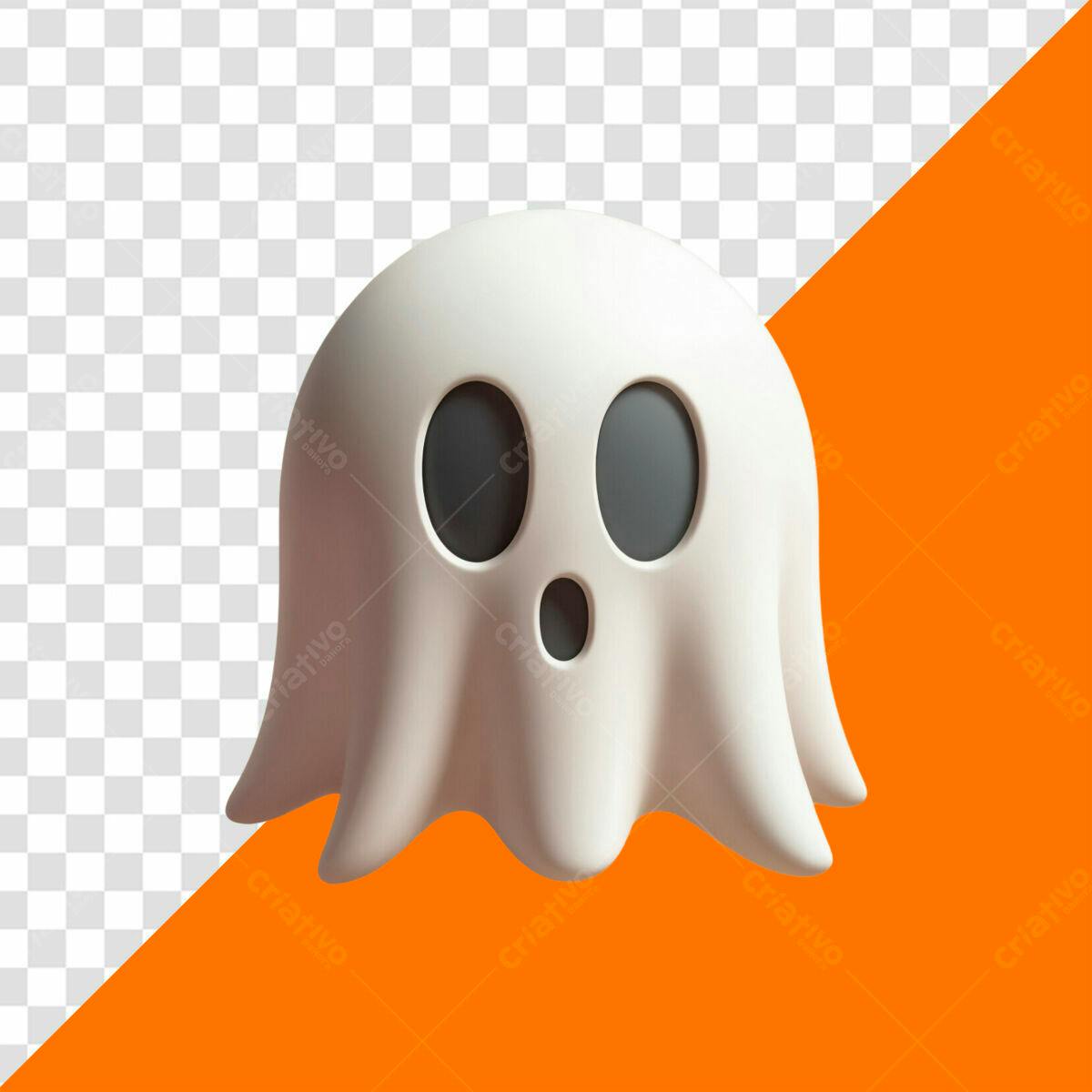 Fantasma 3D para Dia das Bruxas PSD Editável