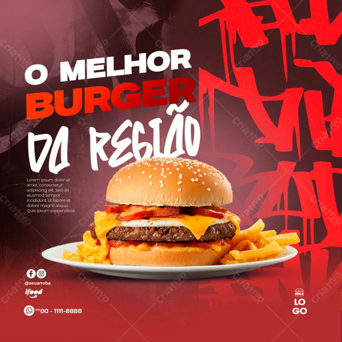 Flyer para Lançamento de Hambúrguer PSD Editável