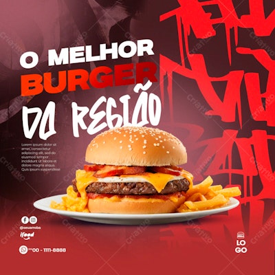 Flyer para Lançamento de Hambúrguer PSD Editável