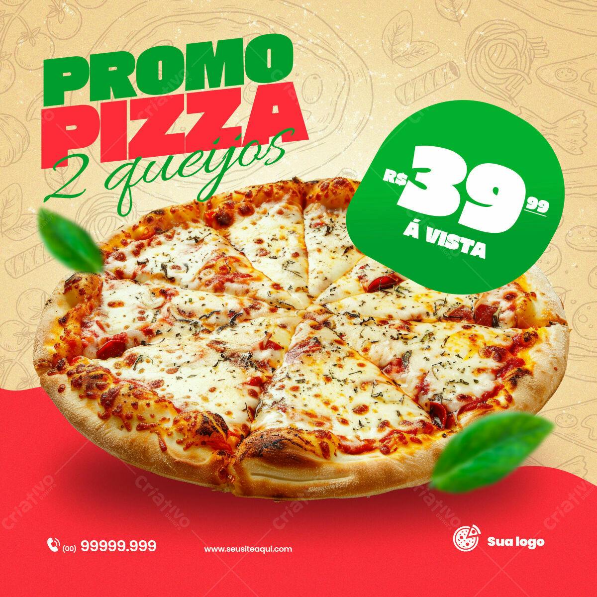 Flyer Promoção Pizza 2 Queijos PSD Editável