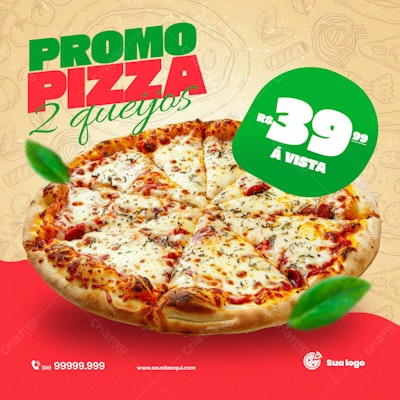 Flyer Promoção Pizza 2 Queijos PSD Editável