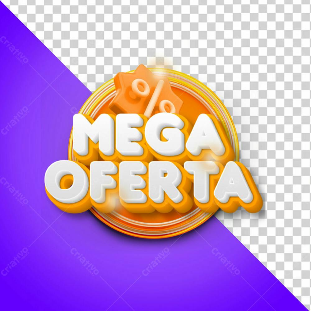 Selo 3D Mega Oferta Fundo Transparente