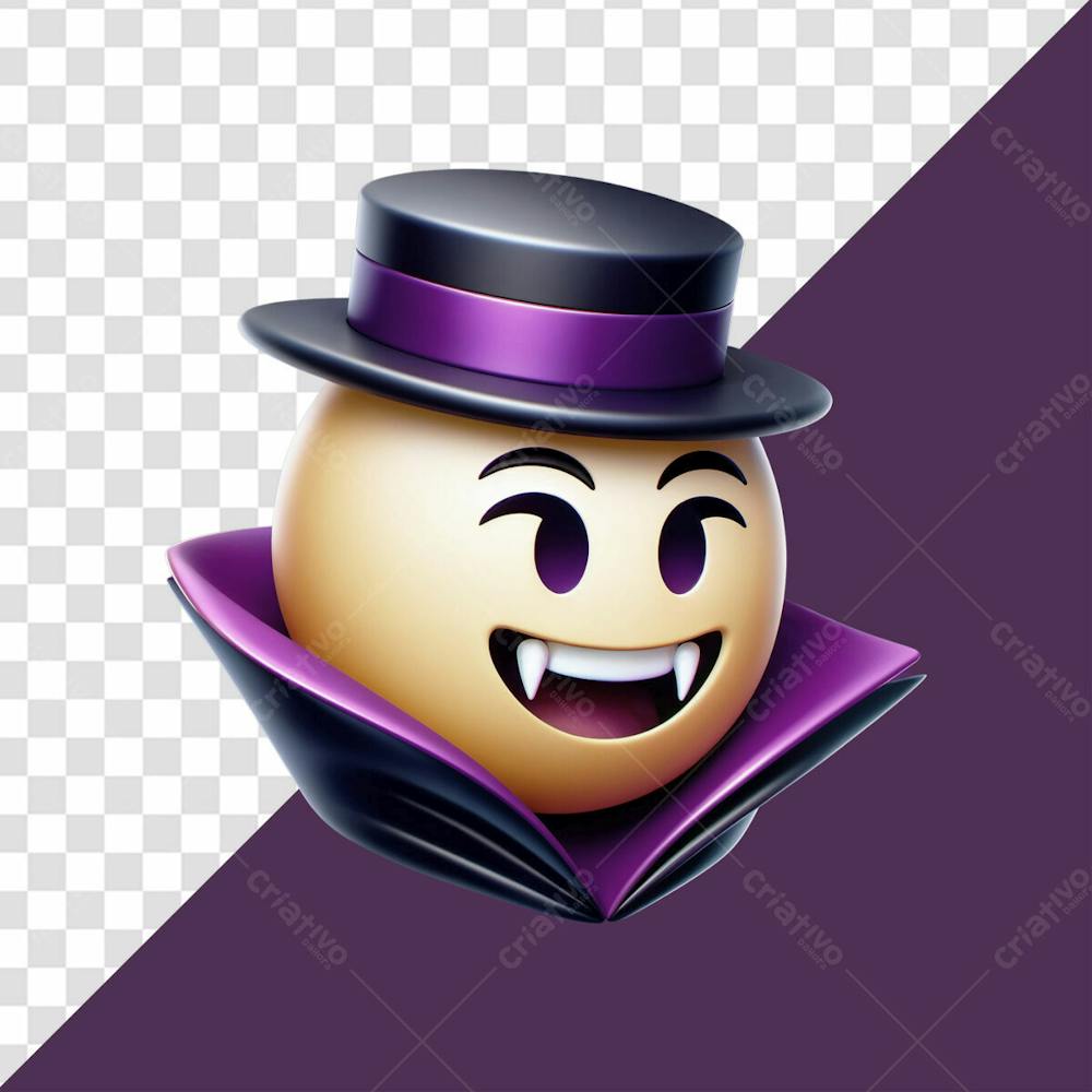 Emoji 3D De Vampiro Roxo Para Halloween Dia Das Bruxas