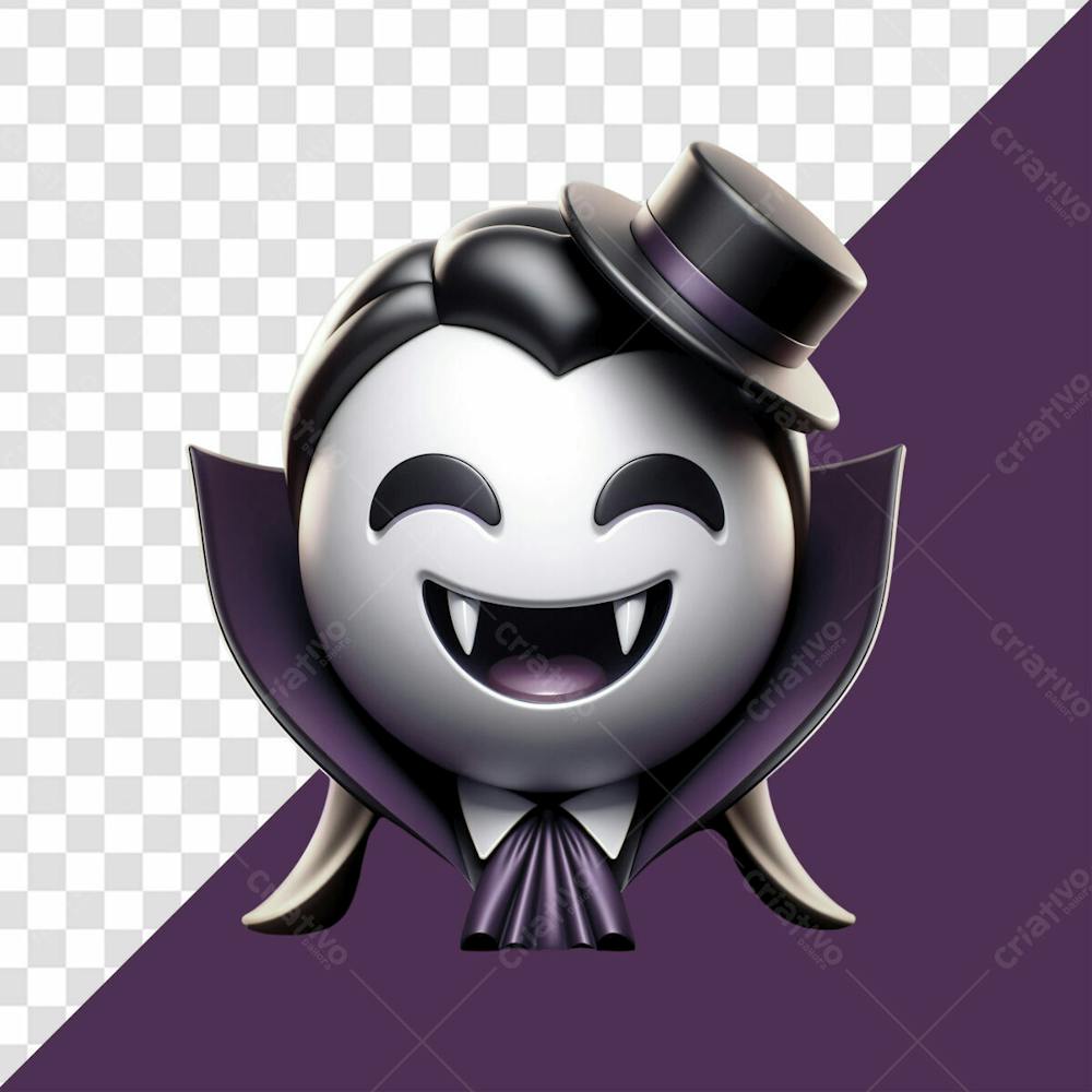 Emoji 3D De Vampiro Roxo Para Halloween Dia Das Bruxas