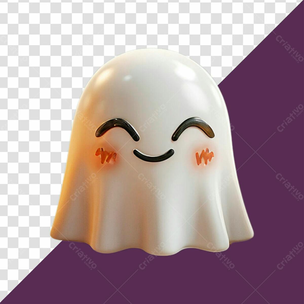 Fantasma Kawaii para Halloween PSD Editável