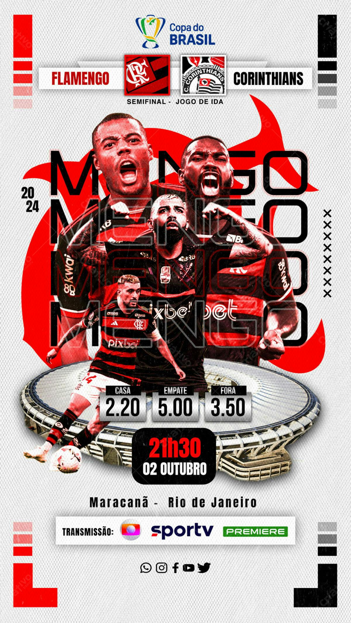 Flyer Flamengo x Corinthians PSD Editável