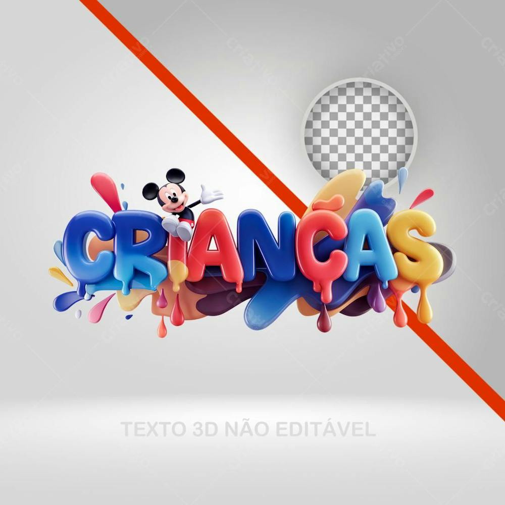 Texto 3D Selo Dia Das Crianças Elemento Png Tintas