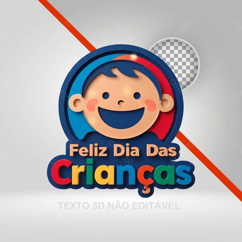 Logotipo 3D Feliz Dia Das Crianças Para Flyers 