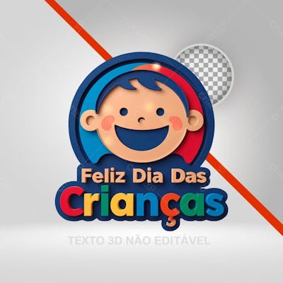 Logotipo 3D Feliz Dia Das Crianças Para Flyers 