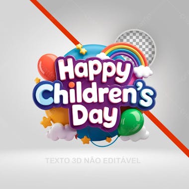 Selo 3D Happy Children&#39;S Day Dia Das Crianças