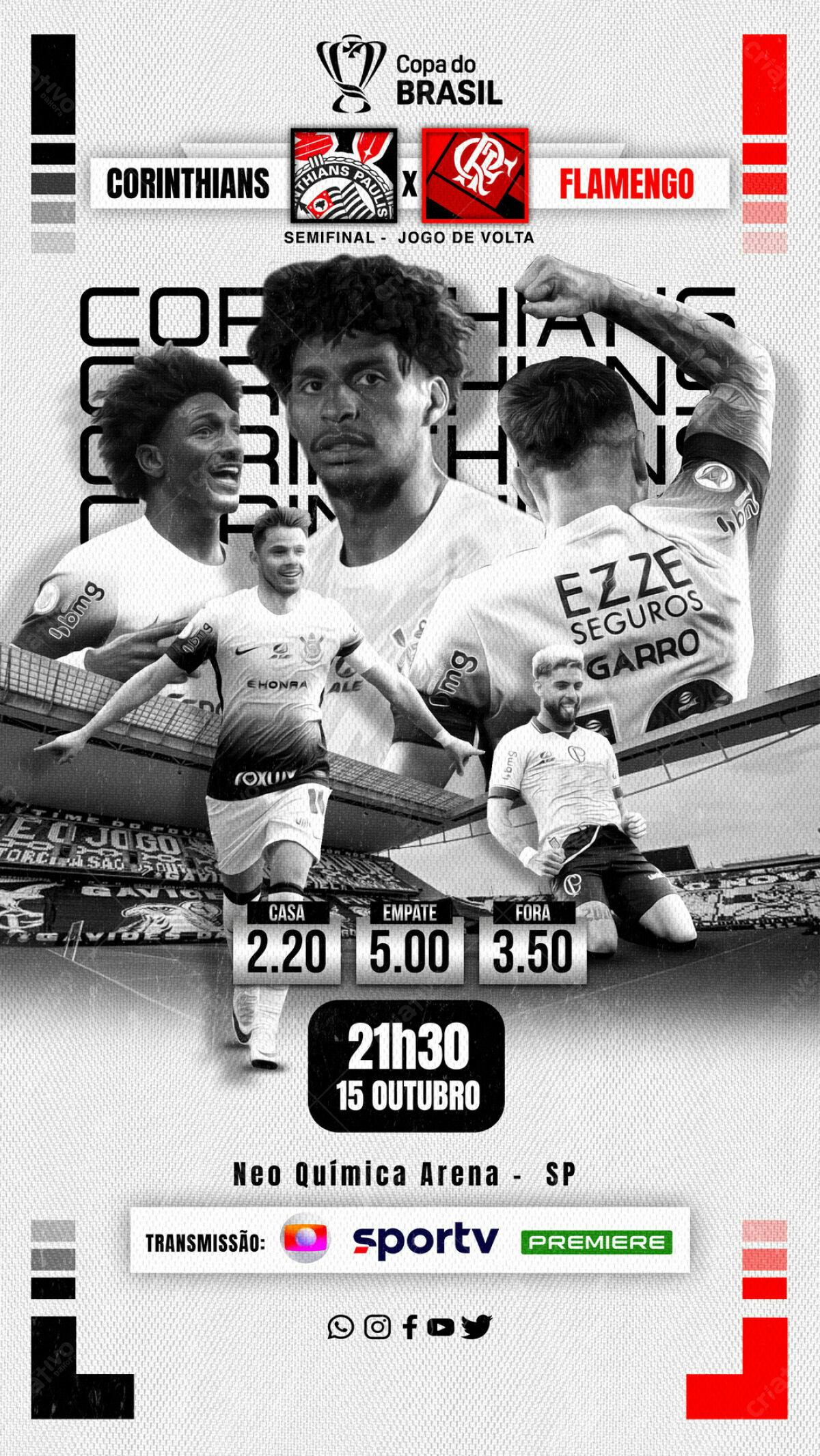 Flyer Corinthians x Flamengo Copa do Brasil PSD Editável