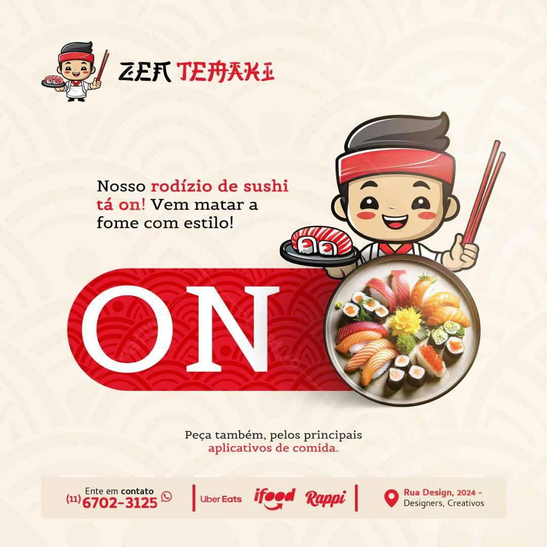 Flyer para Rodízio de Sushi PSD Editável