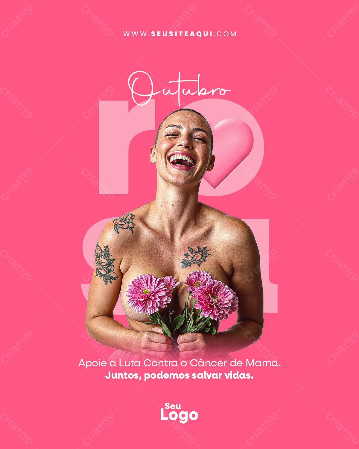 Flyer Outubro Rosa PSD Editável