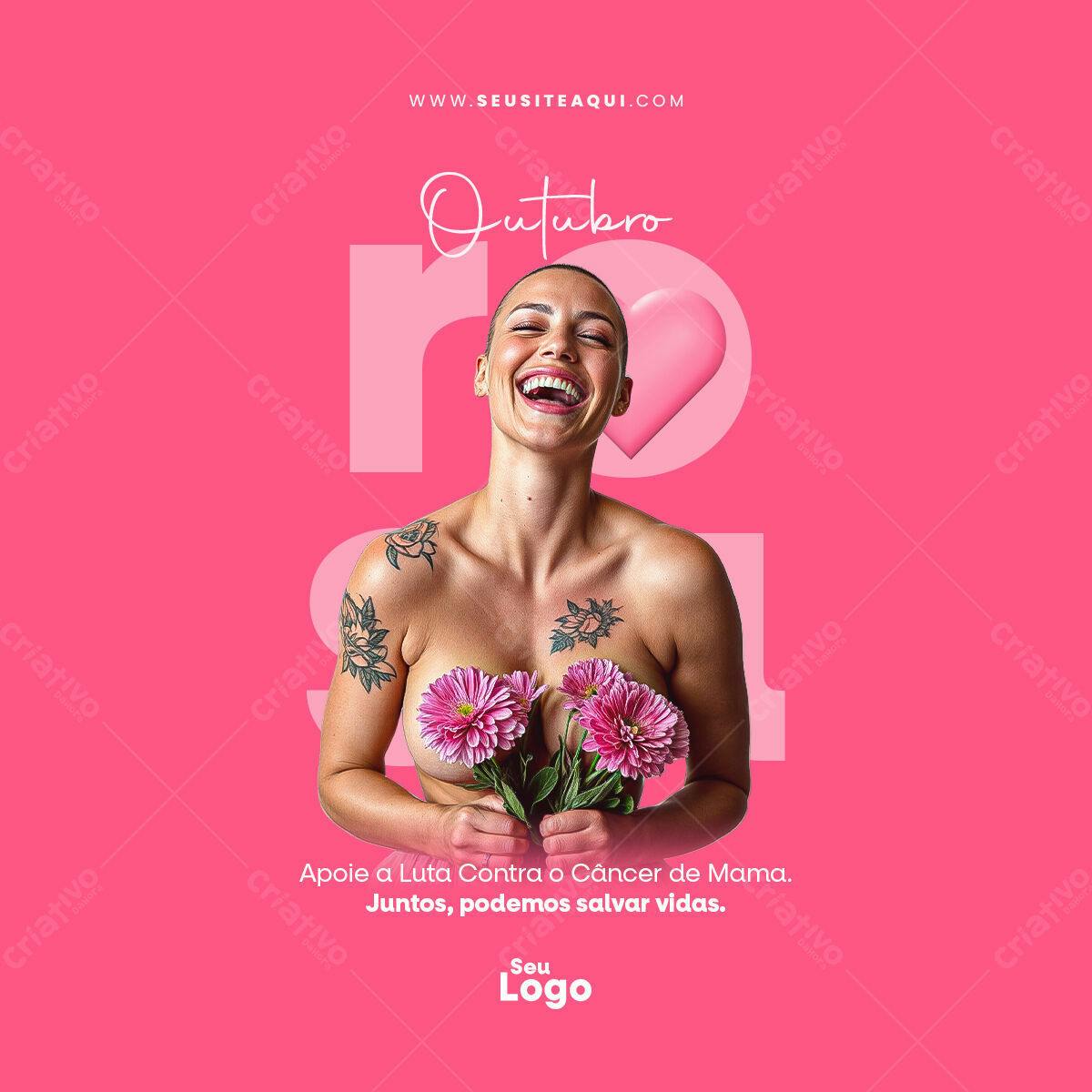 Flyer Outubro Rosa PSD Editável