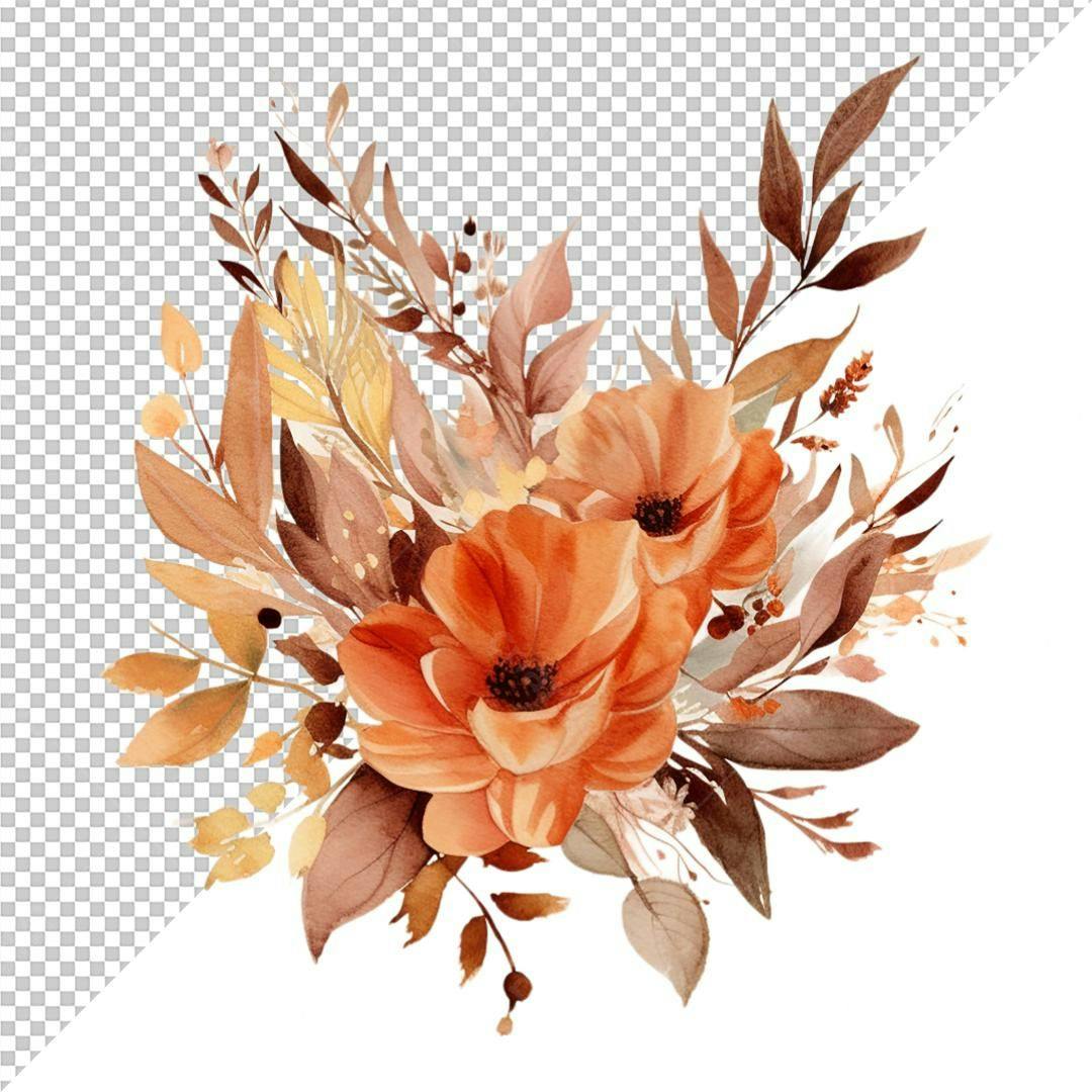Buquê aquarela tons terrosos outono