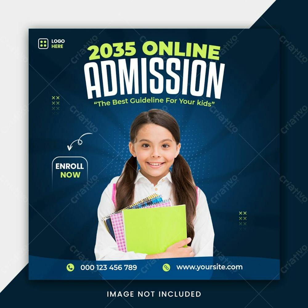 2035 Online School Admission Social Media Post Banner 