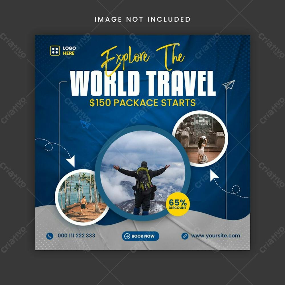 Explore The World Travel Social Media Post Banner Template