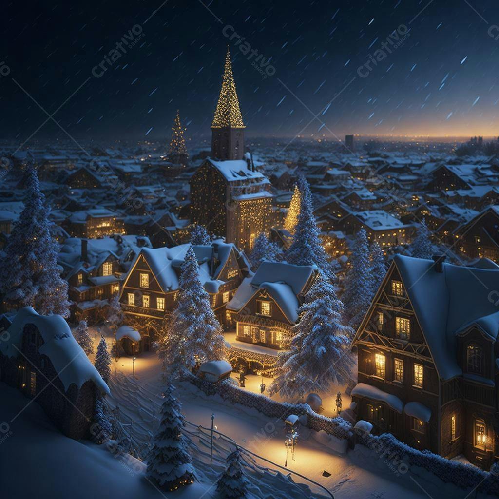Vila de Natal nevada noite mágica