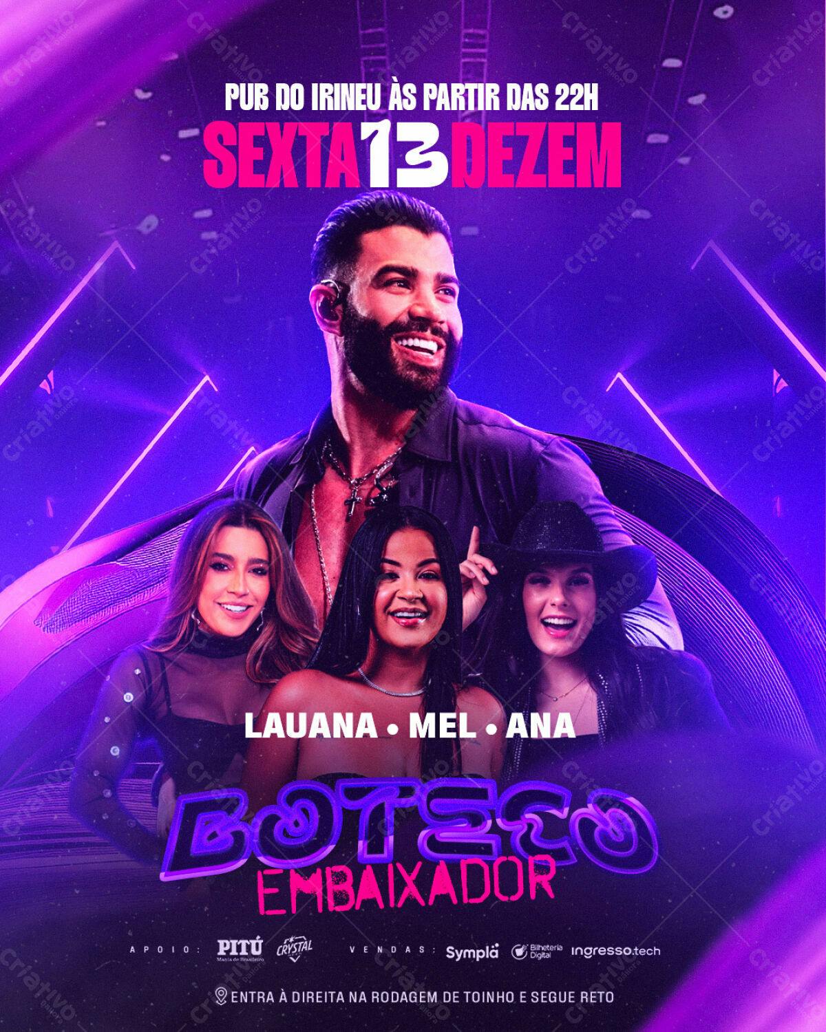 Flyer Festa Sertaneja com Lauana, Mel e Ana PSD Editável