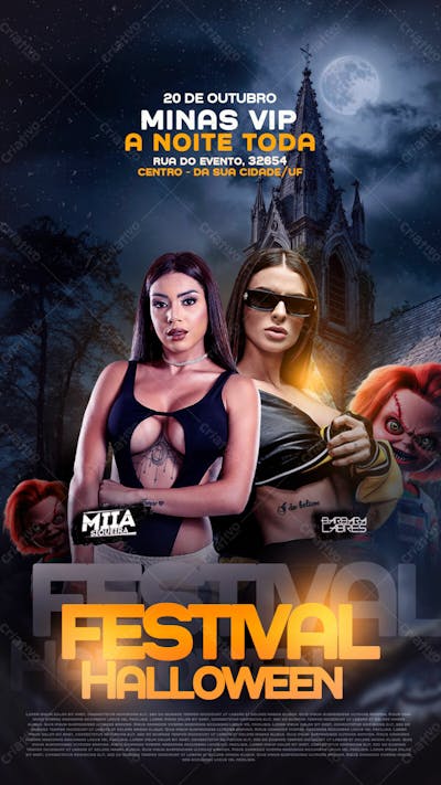 Flyer Festival Halloween Com Elas Story