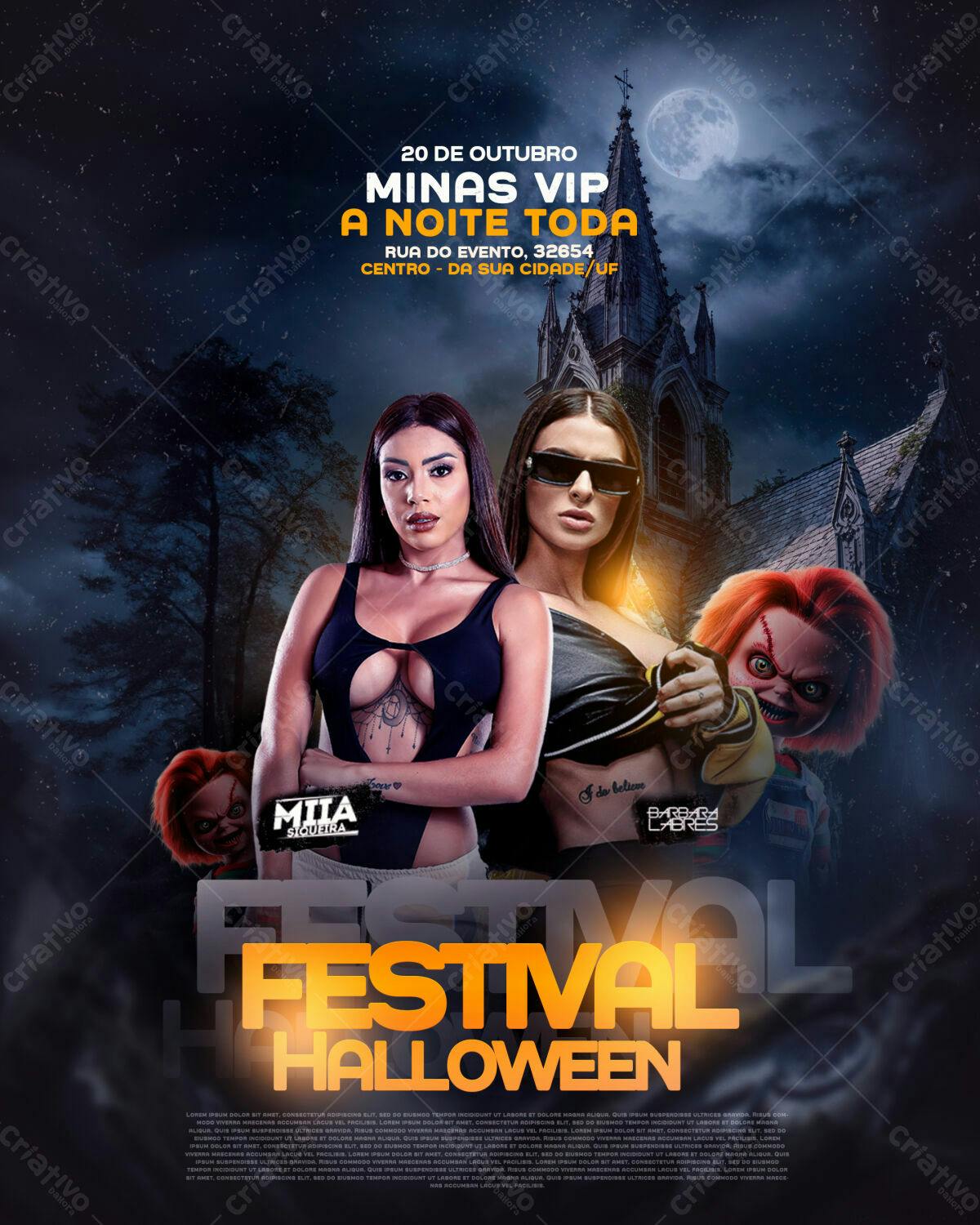 Flyer Festa Halloween Minas VIP PSD Editável