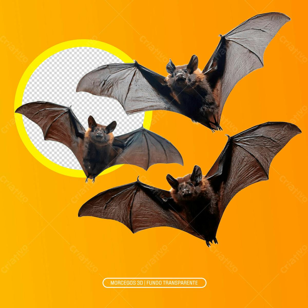 Arte Digital Morcegos Halloween PSD Editável