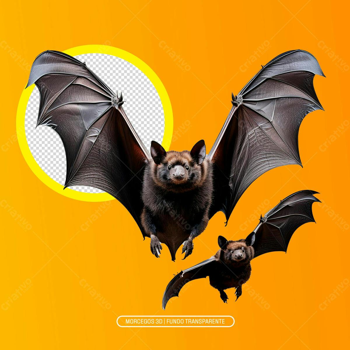 PSD Morcegos 3D para Halloween Editável