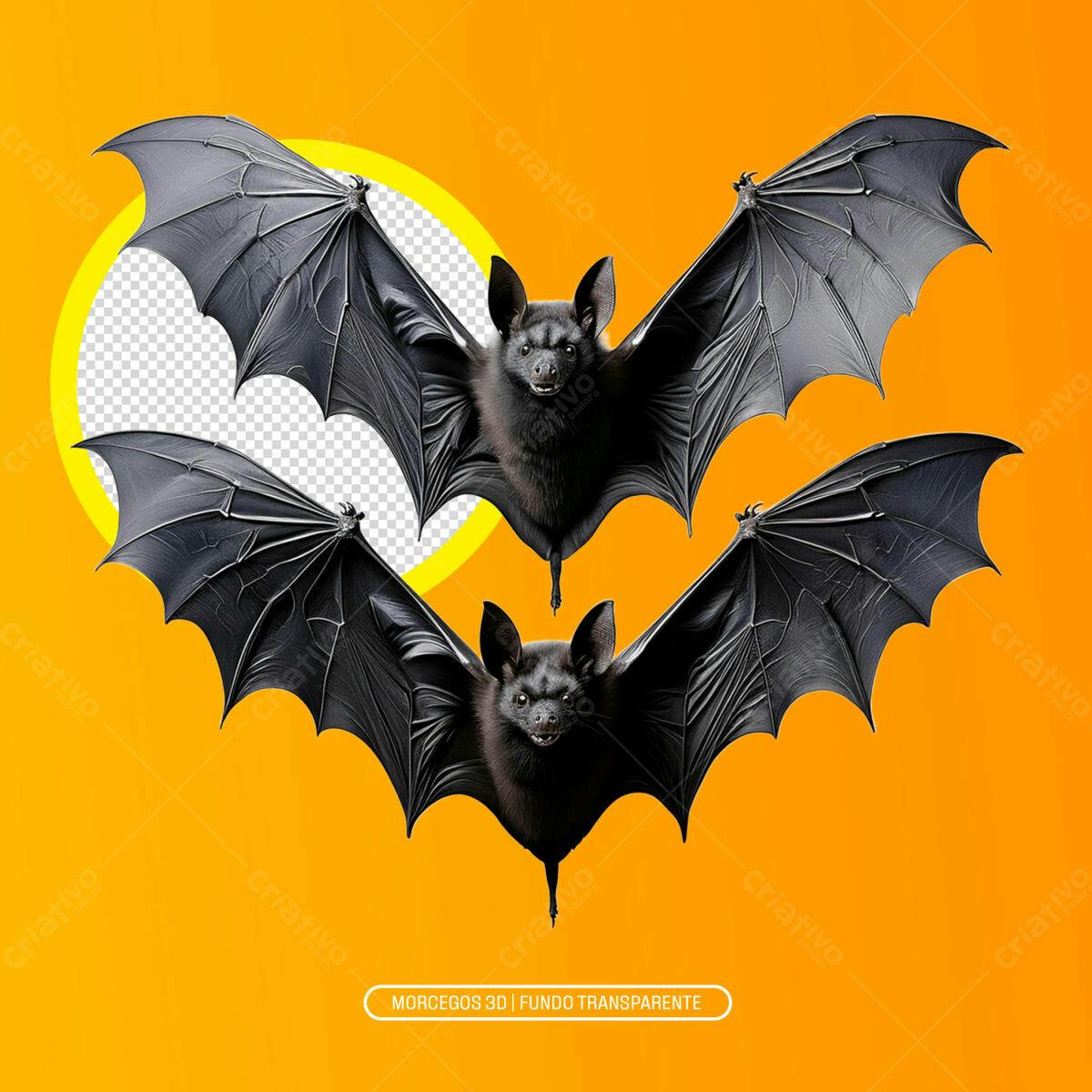 PSD Morcegos 3D para Festa de Halloween Editável