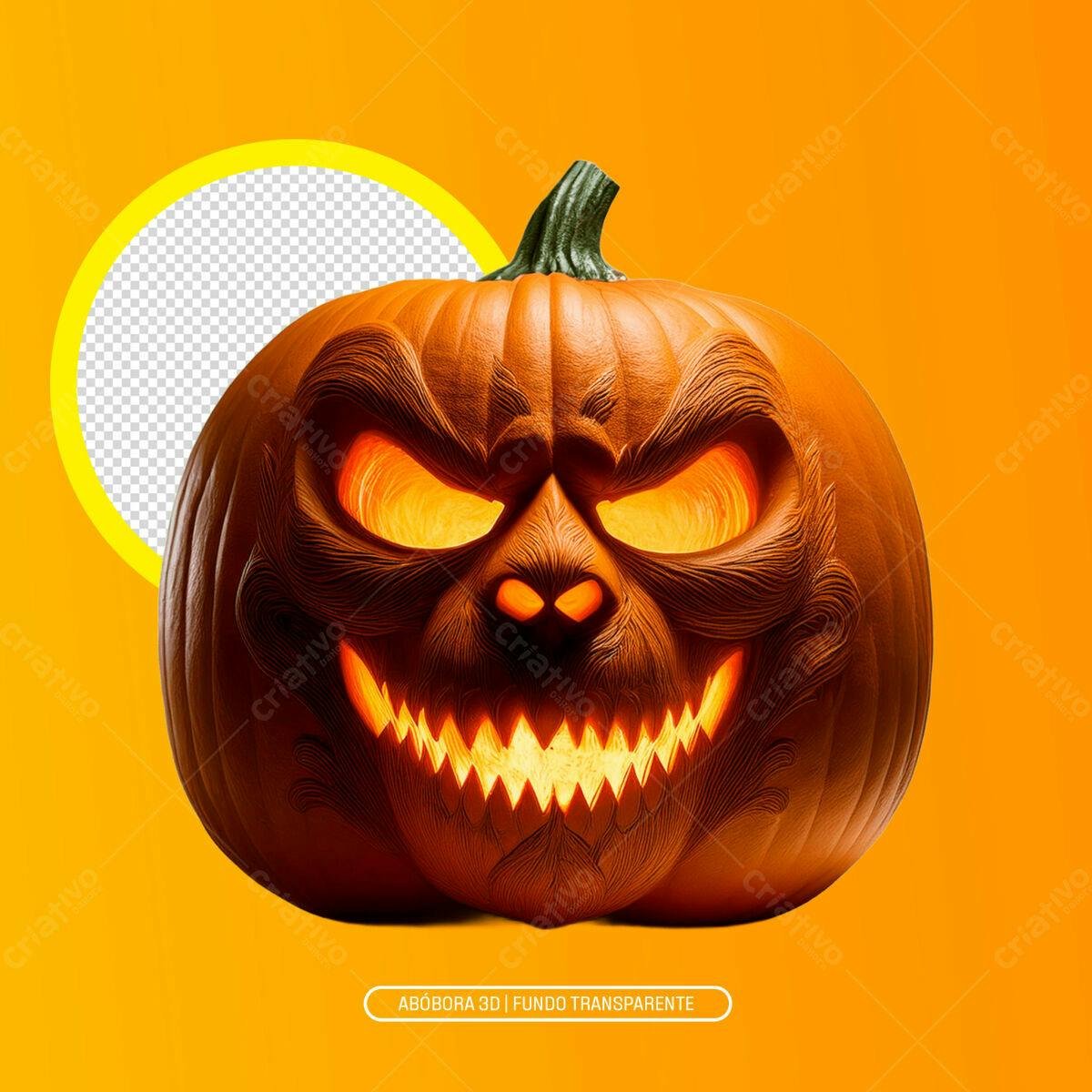Imagem Abóbora 3D para Halloween PSD Editável