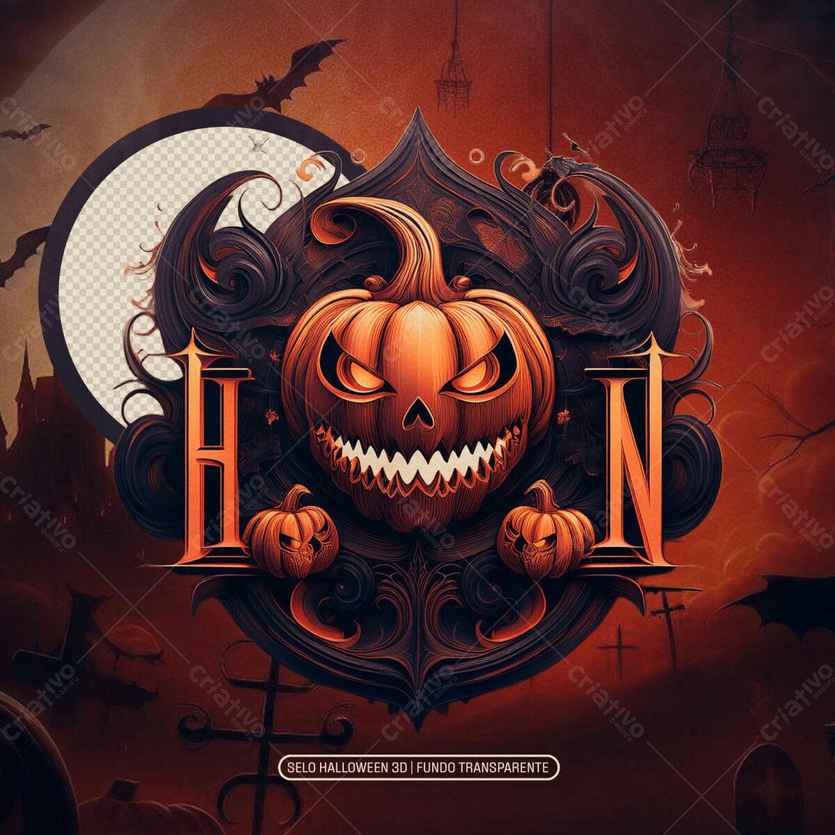Selo Halloween Abóbora PNG com fundo transparente