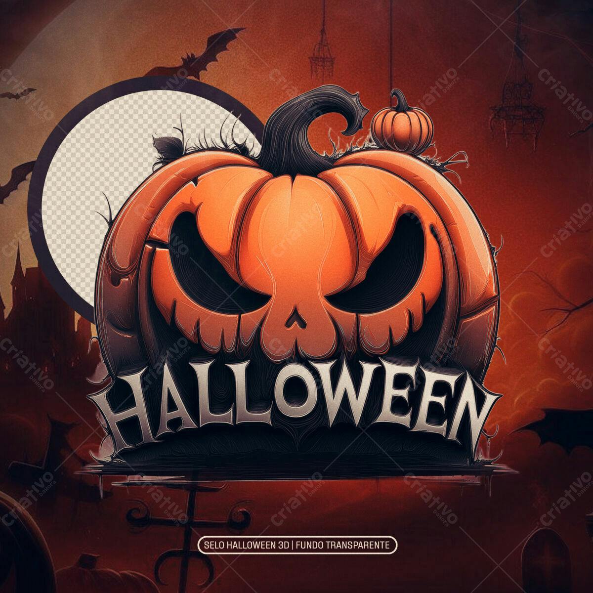 Selo Halloween Abóbora PNG com fundo transparente