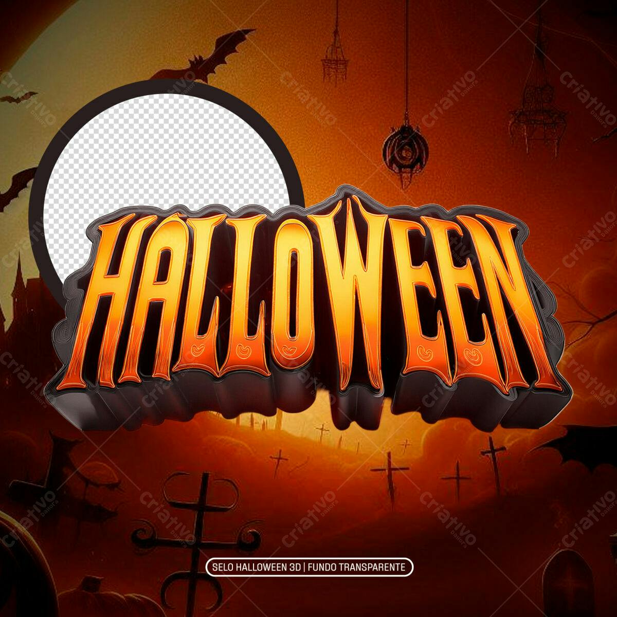 Selo Halloween 3D PNG com fundo transparente