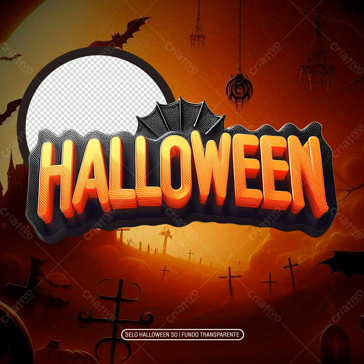 Selo Halloween 3D PNG com fundo transparente
