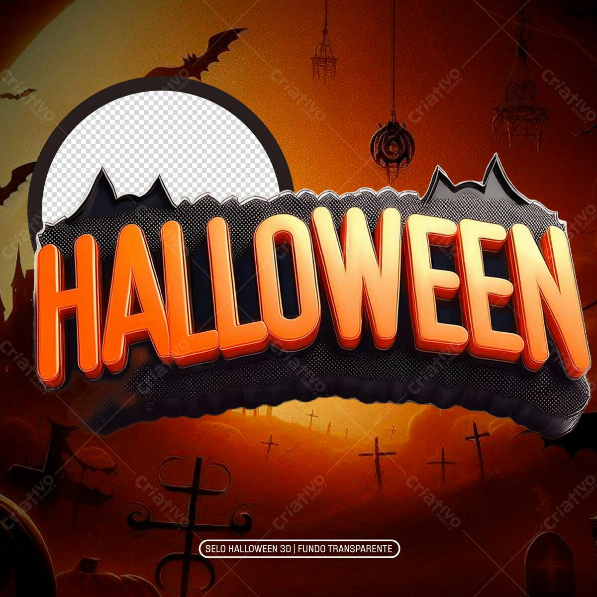 Selo Halloween 3D PNG com fundo transparente