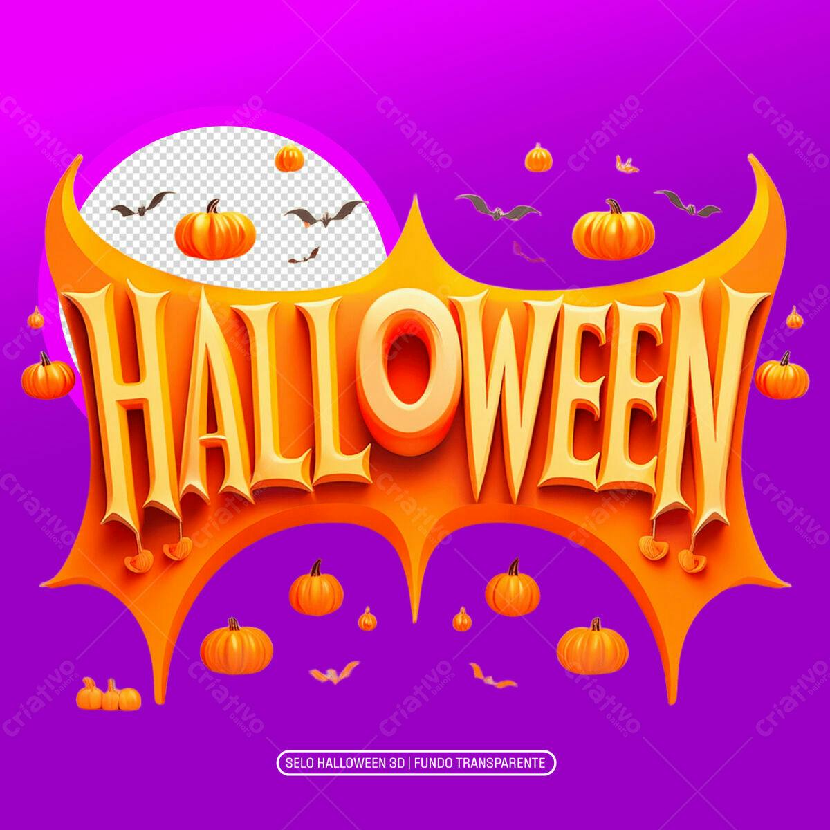 Selo Halloween 3D PNG com fundo transparente