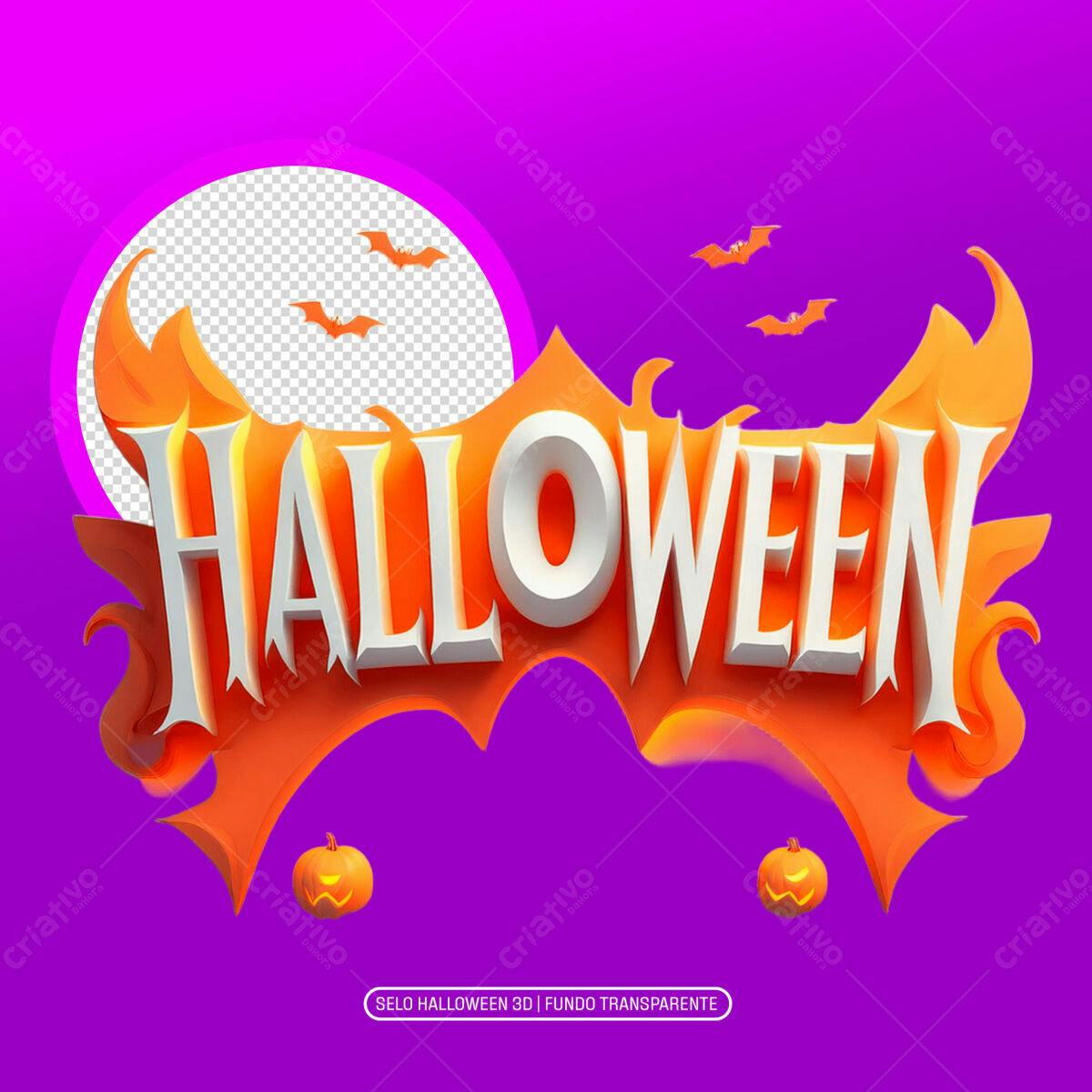 Selo Halloween 3D PNG com fundo transparente