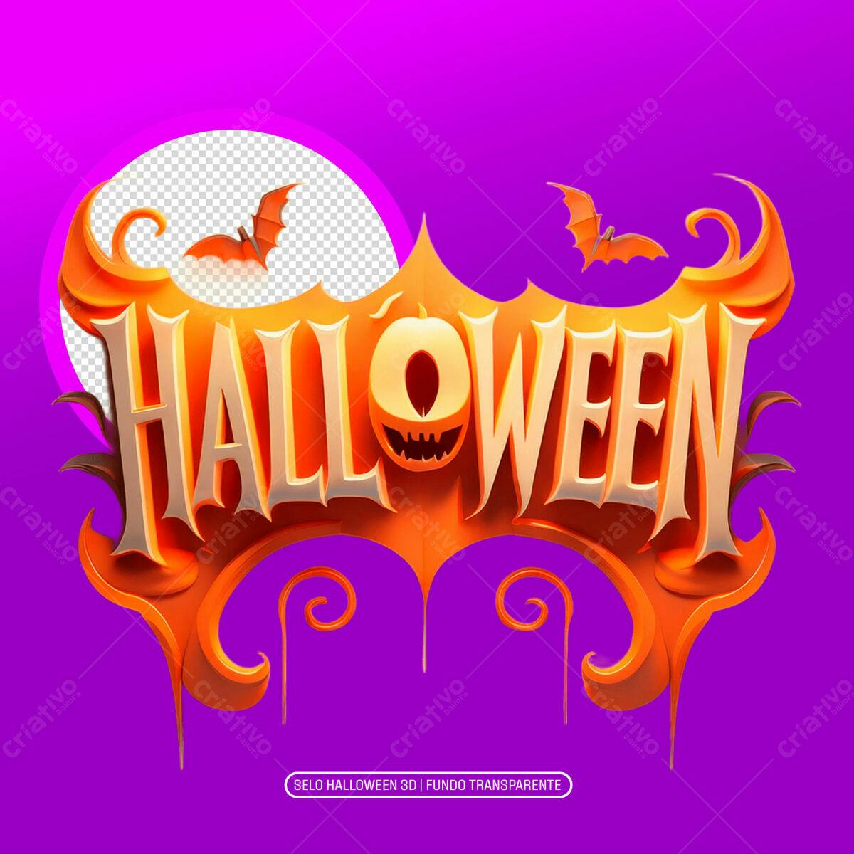 Selo Halloween 3D PNG com fundo transparente