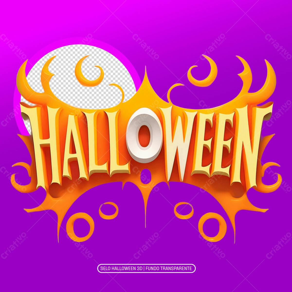 Selo Halloween 3D PNG com fundo transparente