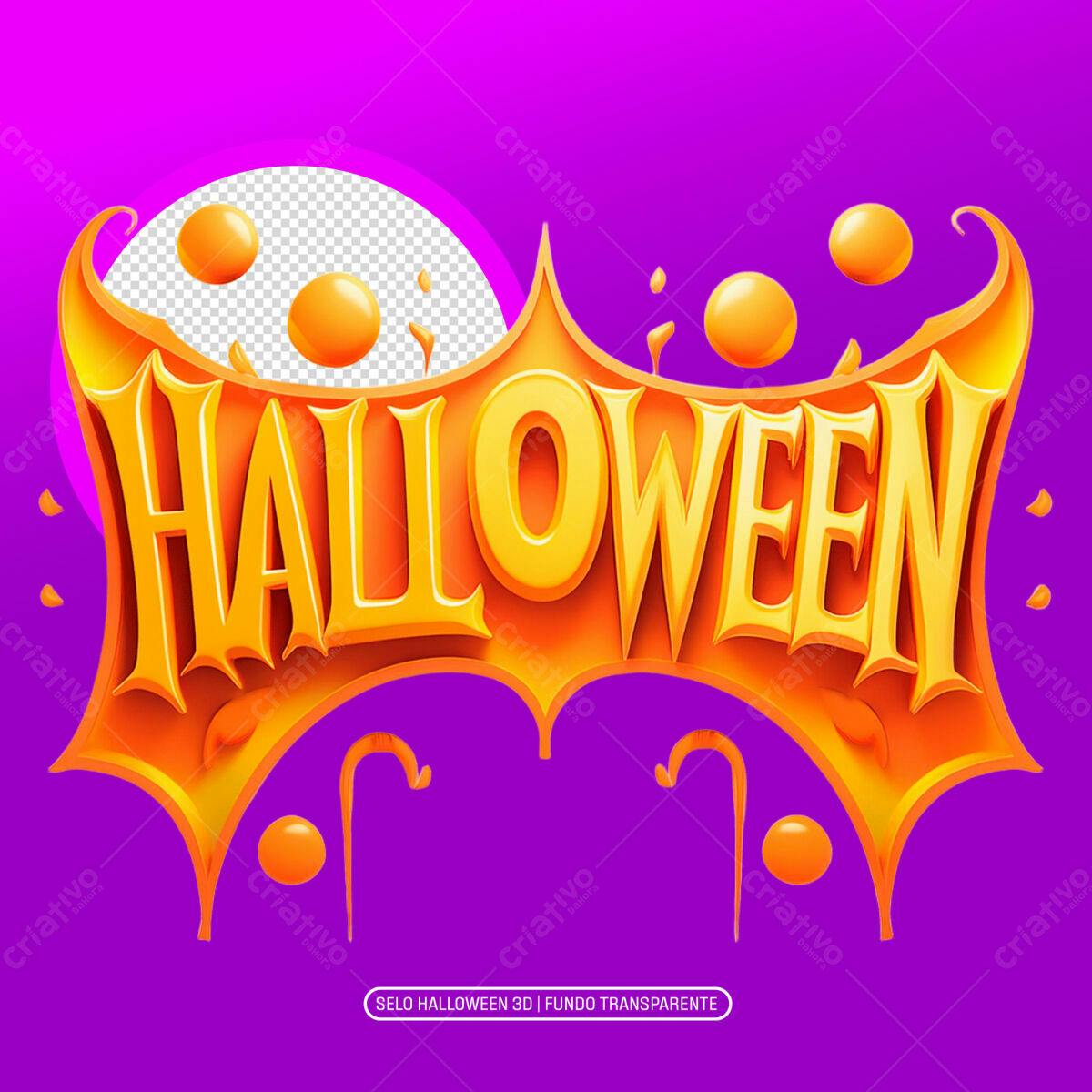 Selo Halloween 3D PNG com fundo transparente