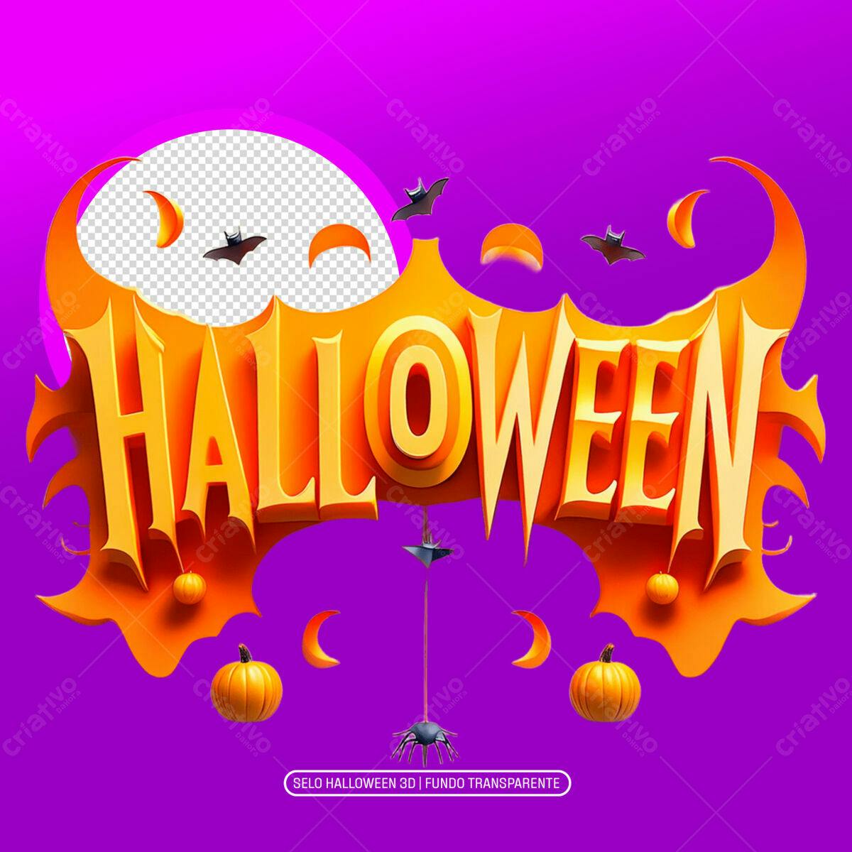 Selo Halloween 3D PNG com fundo transparente